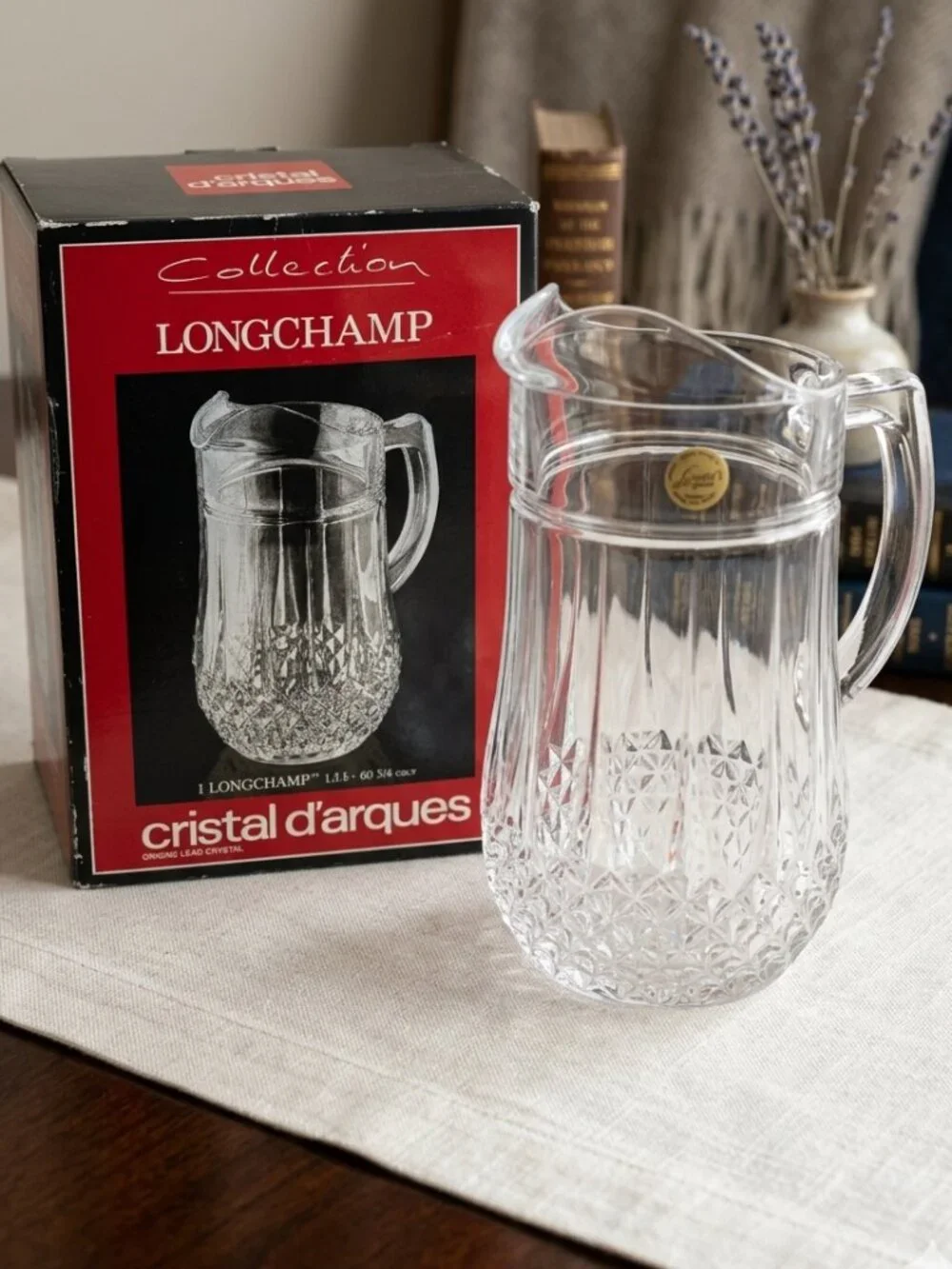 Vintage Cristal d'Arques Longchamp 48oz Lead Crystal Pitcher‎